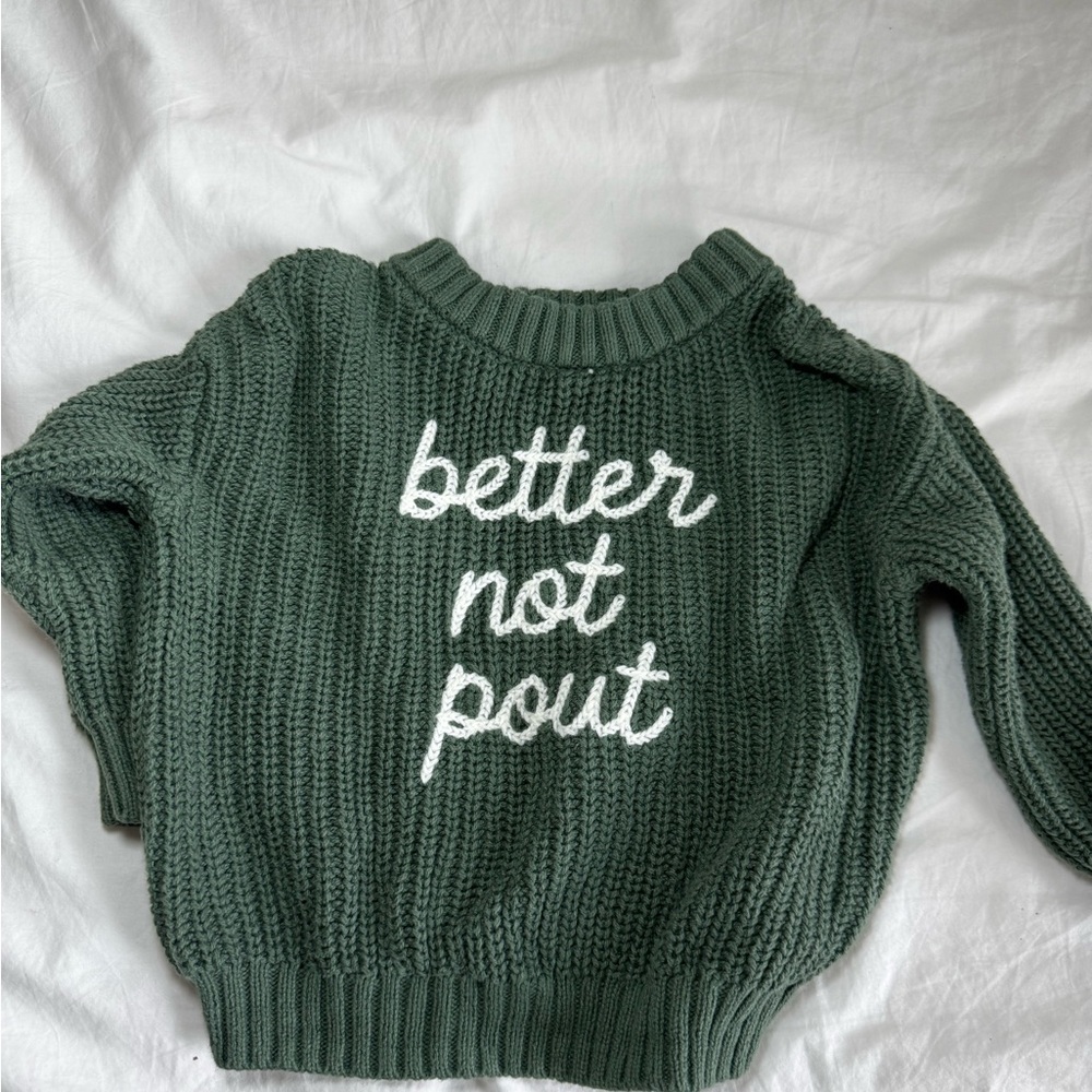 Little co by Lauren Conrad Green Kids Sweater with 'Better Not Pout' Design 12m